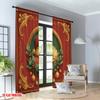 2pcs 2D Flat Printing Christmas Party Curtains Christmas Wreath Santa Claus Portrait Digital Printed Polyester Drapes Festive