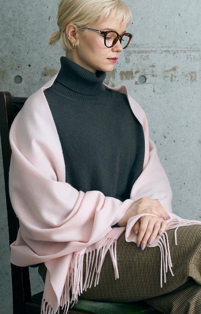 GILDARA NW60L Organic Cashmere Wool Basic Wave Large Cashmere Solid Unisex Pink 10% 90% Stole, Wool, Color, Men's, Women's, (Snow (N15070))