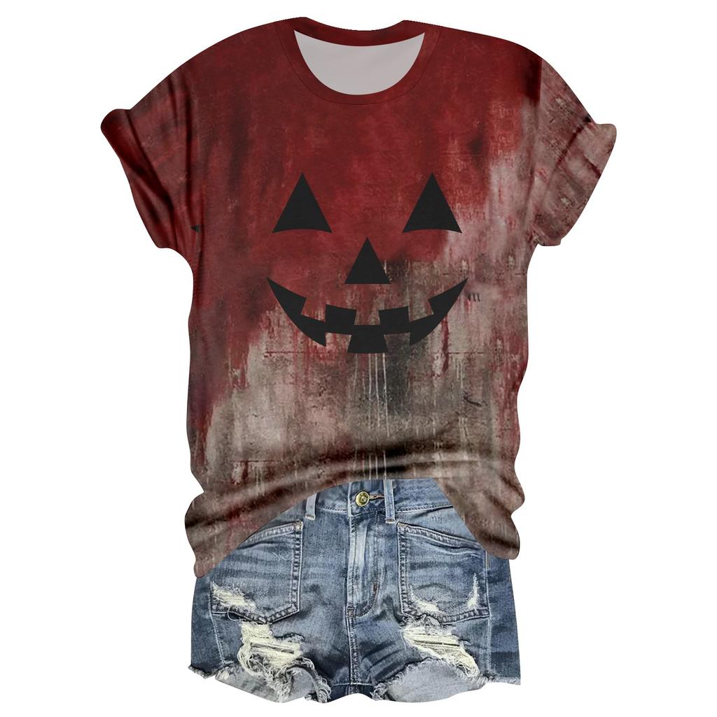 Dámské ležérní tričko s kulatým výstřihem a krátkým rukávem s halloweenským potiskem