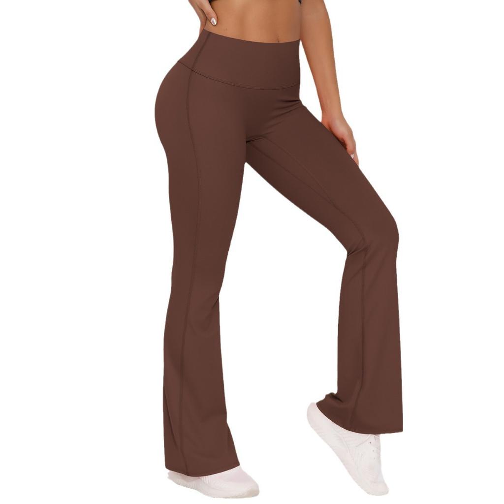 European and American Nude Wide-leg Tight Yoga Pants High Waist Hip Lift Quick-drying Micro-pull Pants Casual Sports Fitness Pants Flared Pants