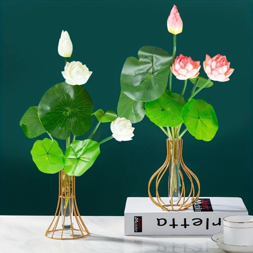 

Mini Lotus Flower Pvc Fake Flowers Simulation Lotus Leaf Plants Flower Pool Landscape S розовый