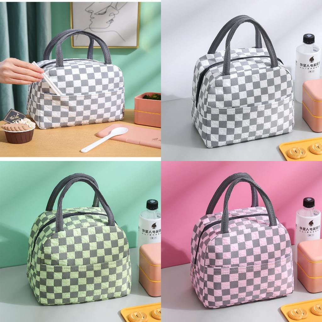 Multi-functional Bubble Grid Oxford Fabric Thermal Lunch Bag With Waterproof Feature