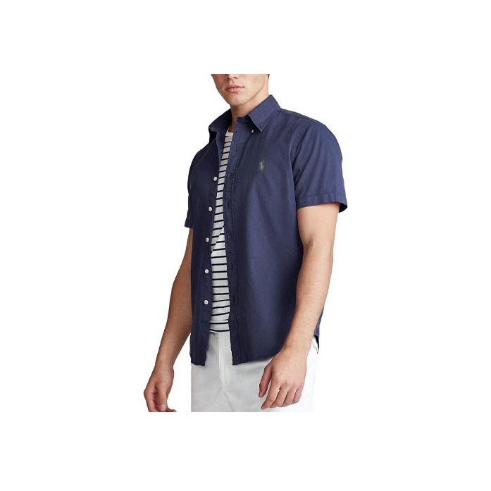 Polo Ralph Lauren Ss23 Solid Color Logo Embroidered Single-Breasted Shirt Men Shirts Navy-Blue 710802650-001