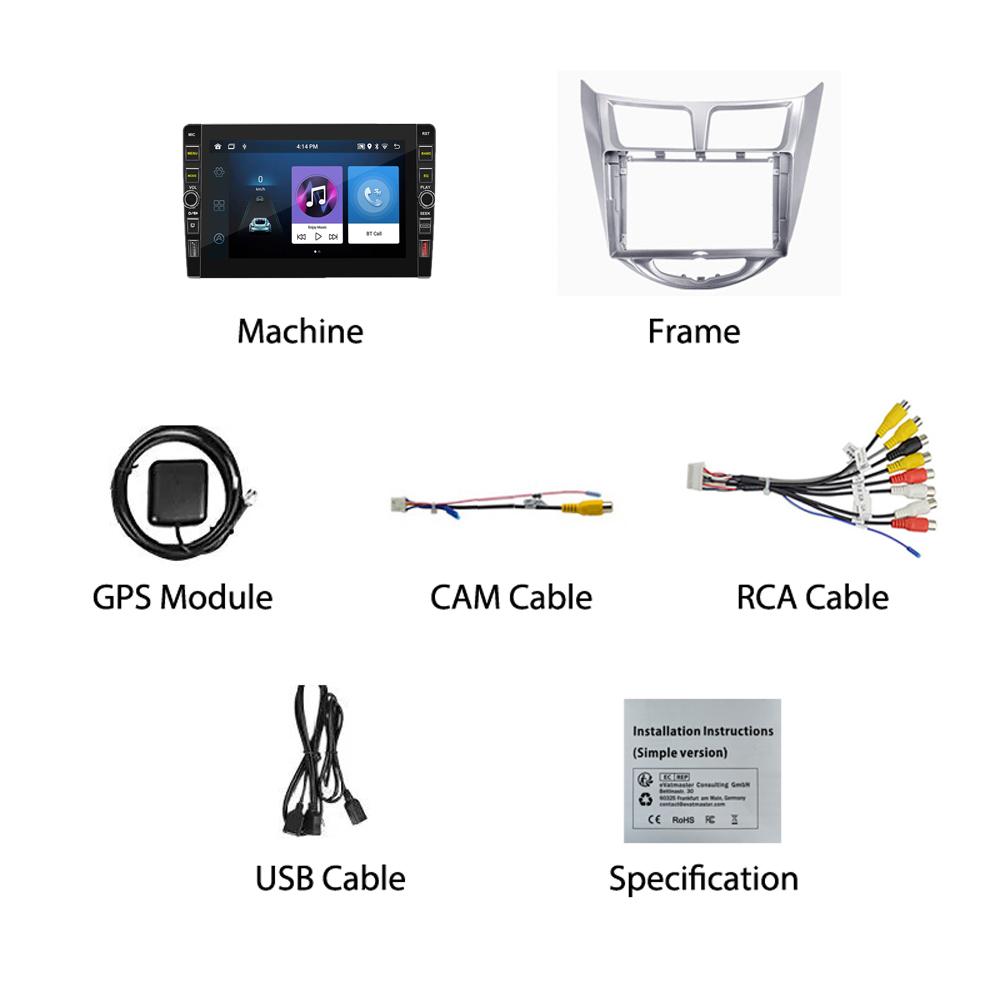 8 Zoll Carplay 2din Android Autoradio Multimidia Video Player Für Hyundai Solaris Accent Verna 2010-2016 Mit Knopf Knopf Navigation GPS 2 + 32 GB