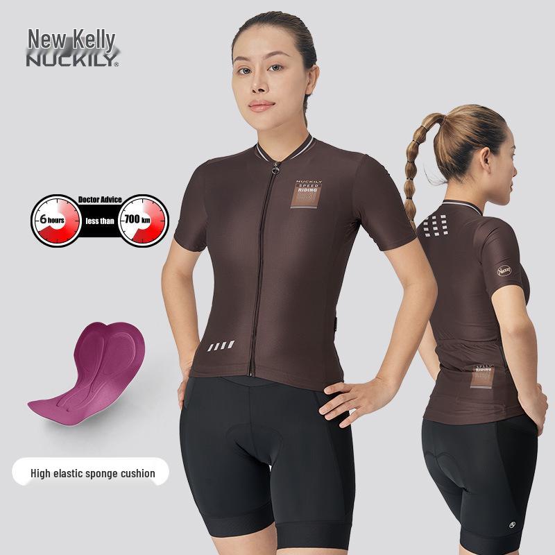 

NUCKILY Women s Summer Cycling Jersey Set - Breathable Short Sleeve Top for Mountain and Road Biking Medium