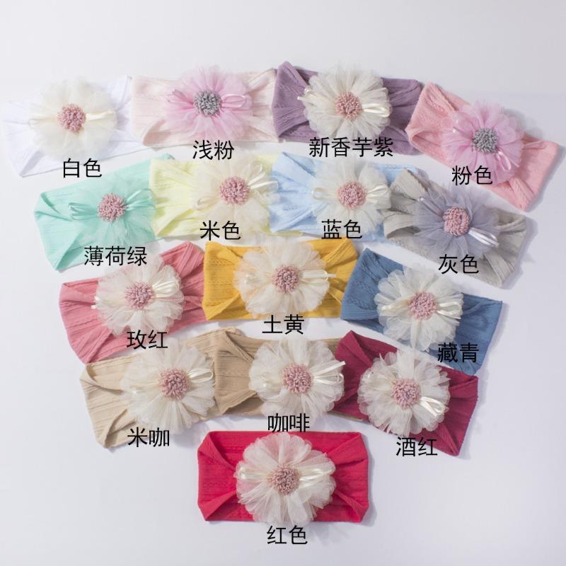 Hot-selling new baby headband cute mesh flower baby jacquard headscarf comfortable children's jewelry
