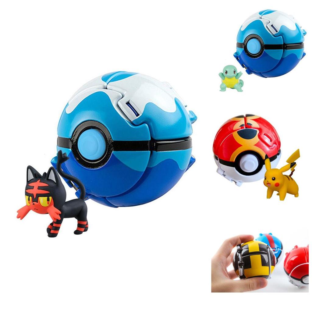 Pokemon Poke Ball Elf Figure Model Toy Pikachu Charmander Litten Rockruff Game Anime Figure