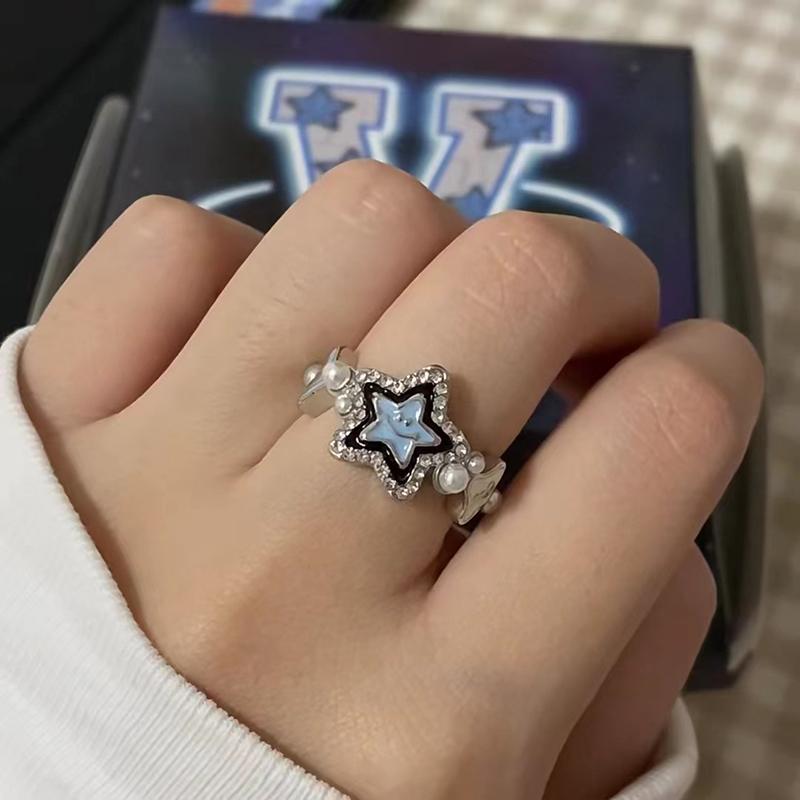 Fashionable Punk Pentagram Geometric Star Adjustable Ring Neutral Retro Irregular Creative Daily Jewelry Gift