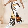 Women Plus Size High Waist Cute Pumpkin Ghost Bat Print Flare Pants For Halloween Party Casual Wear