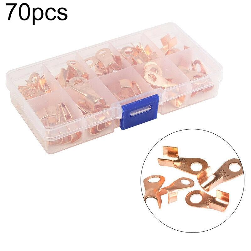 Kit Copper Terminals Storage Box Ring Lug Crimp Cable Wire Replacement