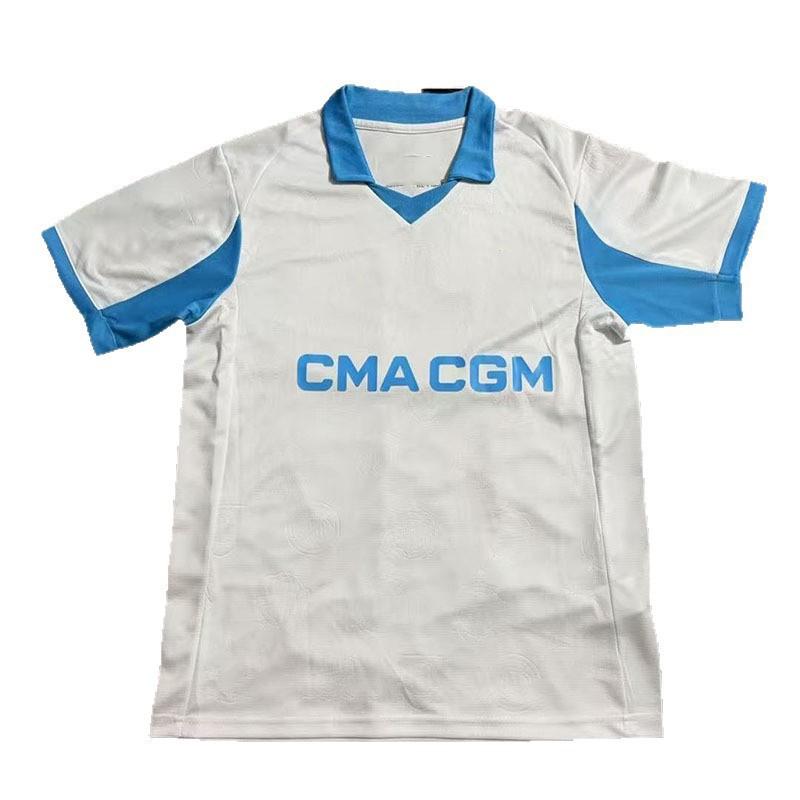 Marseille Home Soccer Jersey 2025-2026 Fan Edition Short Sleeve Football Shirt Mens Bamboo Fiber Wear