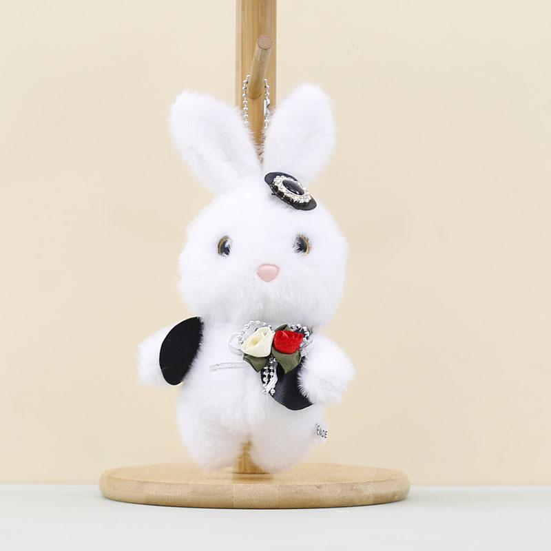 Cute Wedding Bear Plush Pendant Plush Keychain With Short Plush For Ideas Gift