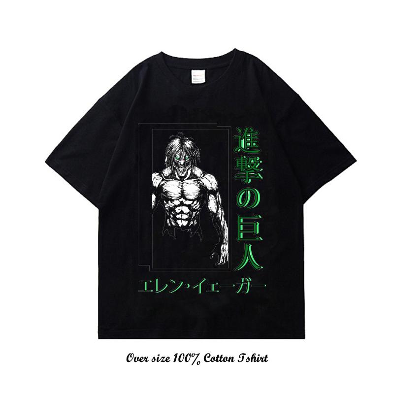 Japanese Anime Attack On Titan T Shirt Harajuku Vintage Print Short Sleeve Plus Size Cotton Crew Neck T Shirt Women Men