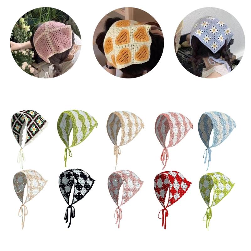 Women Floral Hairband Wrap Bohemia Triangle Headwraps Elaborate Head Scarf Turban Bandanas Hairband for Vacation