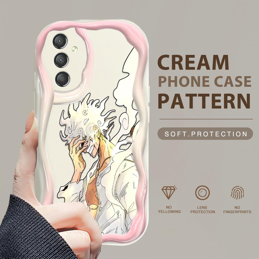 Cute Cartoon Pattern Cream Texture Casing Wavy Edge Soft Silicone Cover Phone Case for Samsung
