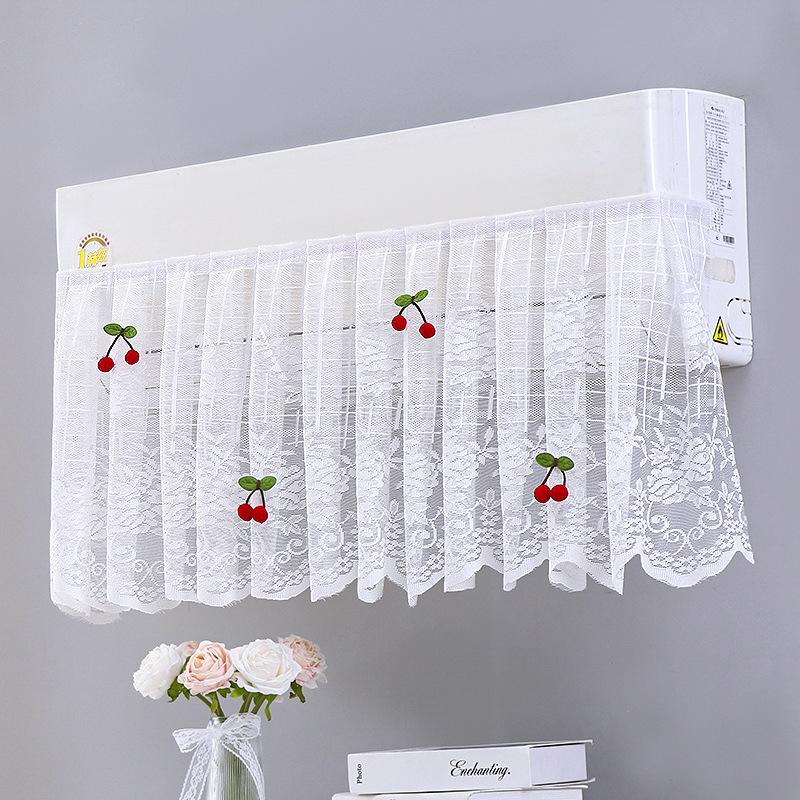 Lace Embroidery Flower Curtain Windproof Dust-Proof Hanging Cover Anti-Direct Blowing Air Conditioning Curtain Bedroom Decor B