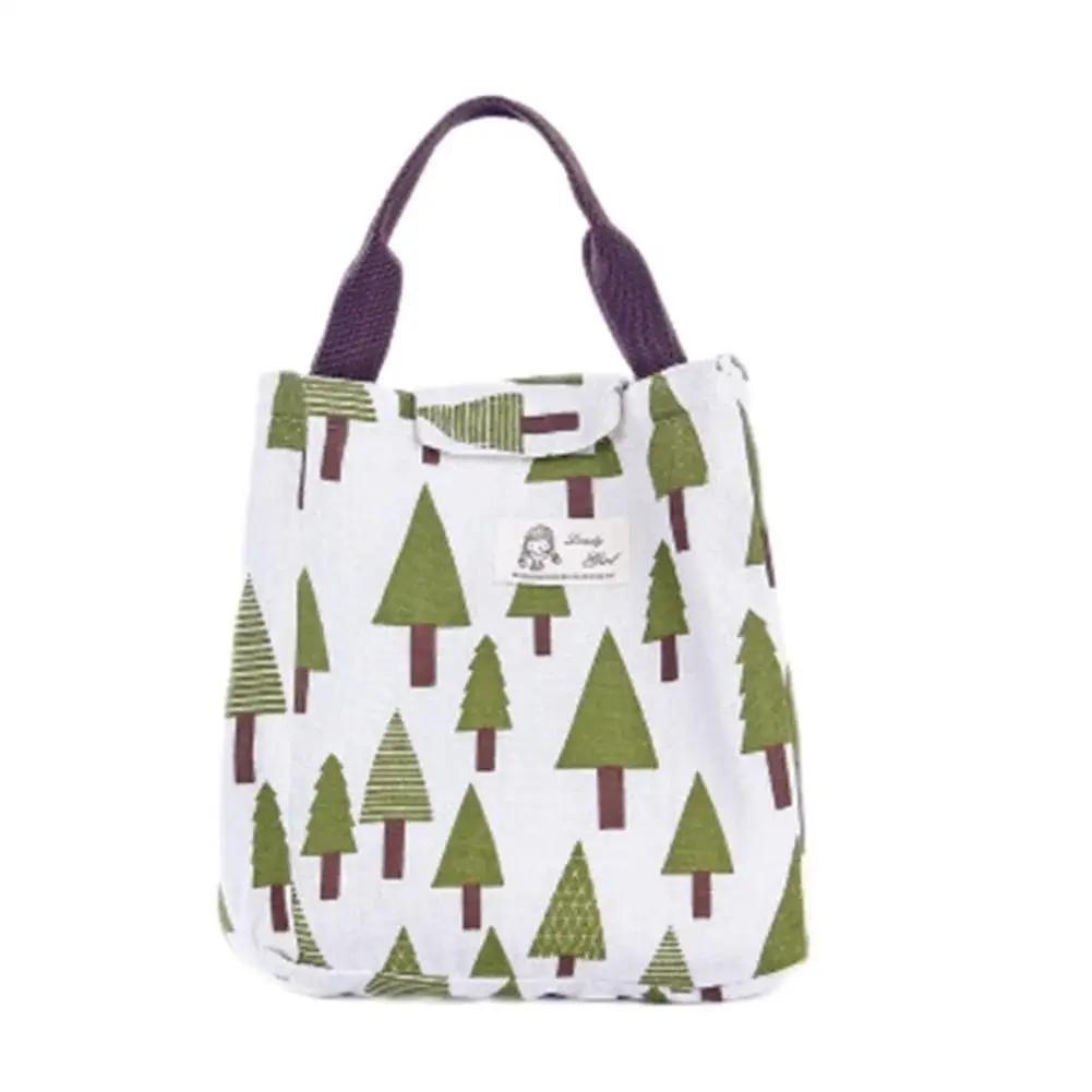 Мультяшный функциональный узор сумка-холодильник для ланча портативная изолированная холщовая сумка для ланча термосумки для пикника для женщин и детей Tree