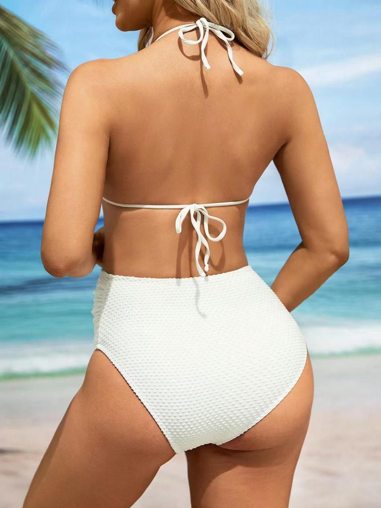 2025 Women's Tummy-Concealing Slimming Two-Piece Bikini Swimwear - High Elasticity for Resort & Hot Spring
