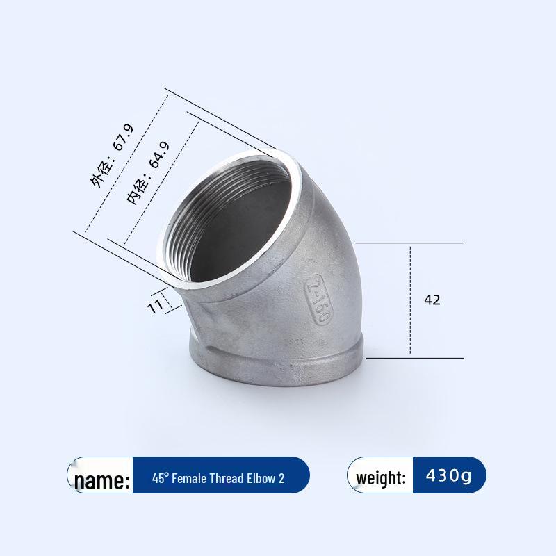 45° Female Thread Elbow, 304 Stainless Steel, Water/Gas Pipe Fitting