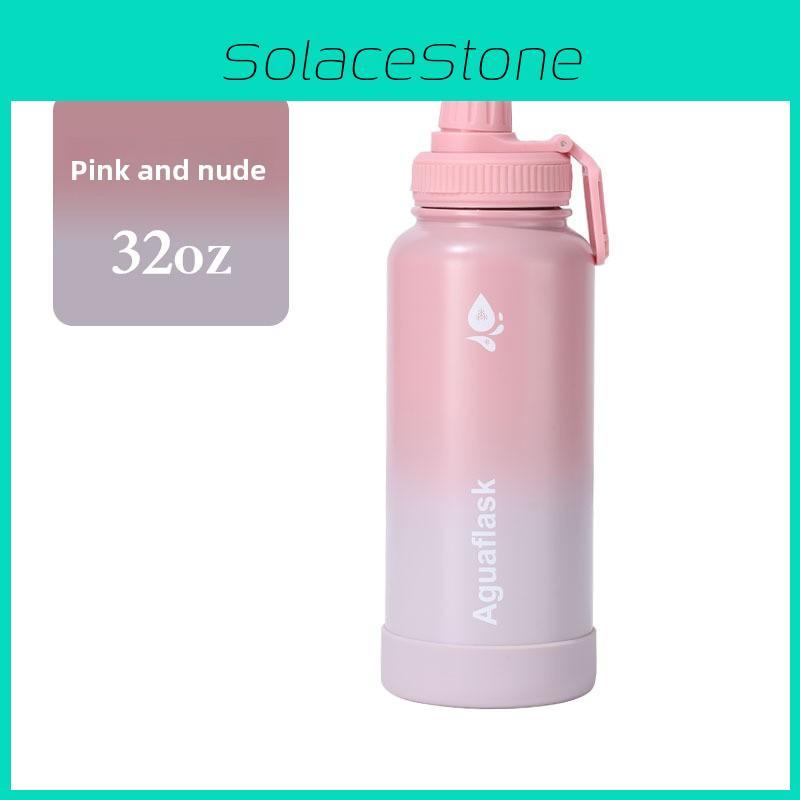 Large Capacity Gradient Color Insulated Cup With Letter Print Design Outdoor For