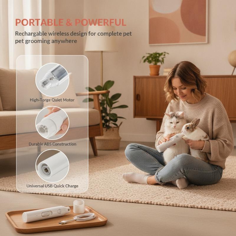 Usb Rechargeable Pet Nail Trimming Tool Built-In Grinding Wheel Portable Electric Paw Care Device For Small Medium Large Dogs