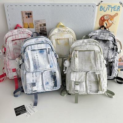 Transparenter Rucksack im chinesischen Stil für die Mittelschule mit mehreren Fächern - Großes Fassungsvermögen, wasserdicht, verschleißfest, Unisex, leicht luxuriöses Design.