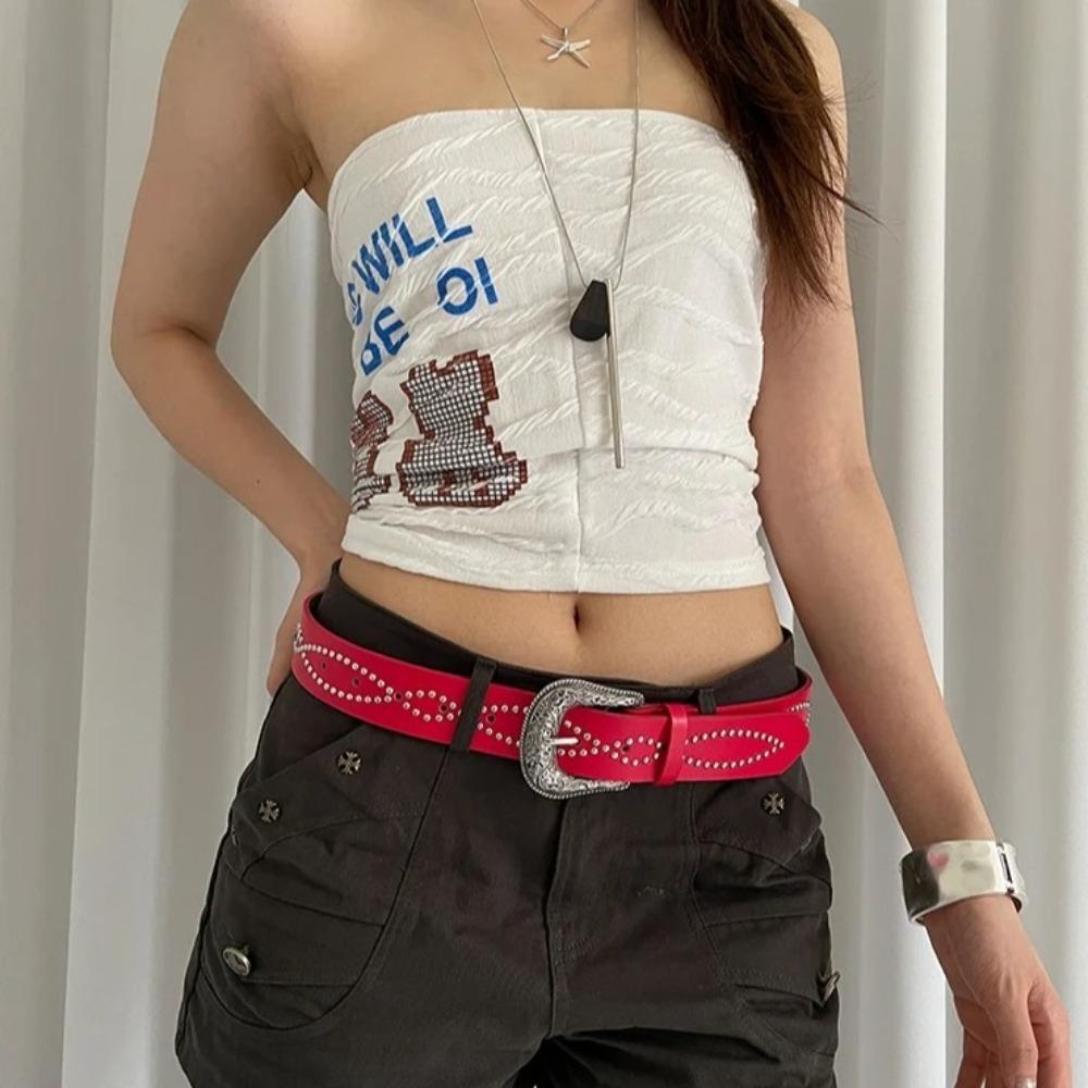 Ethnic Style Rivet Waist Belt PU Leather Dress Jeans Belt Fashion Women's Belt  Ladies