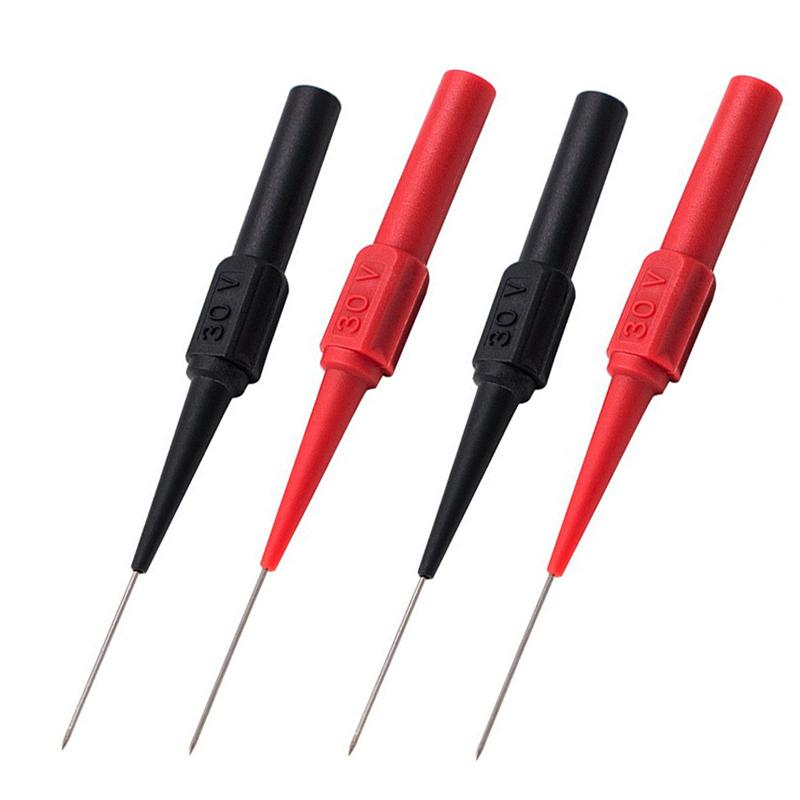 Car Multimeter Test Tip Probes with Cover Test Leads Extention Tester Pin Needle Tip 30V Insulation Wire Piercing Needles