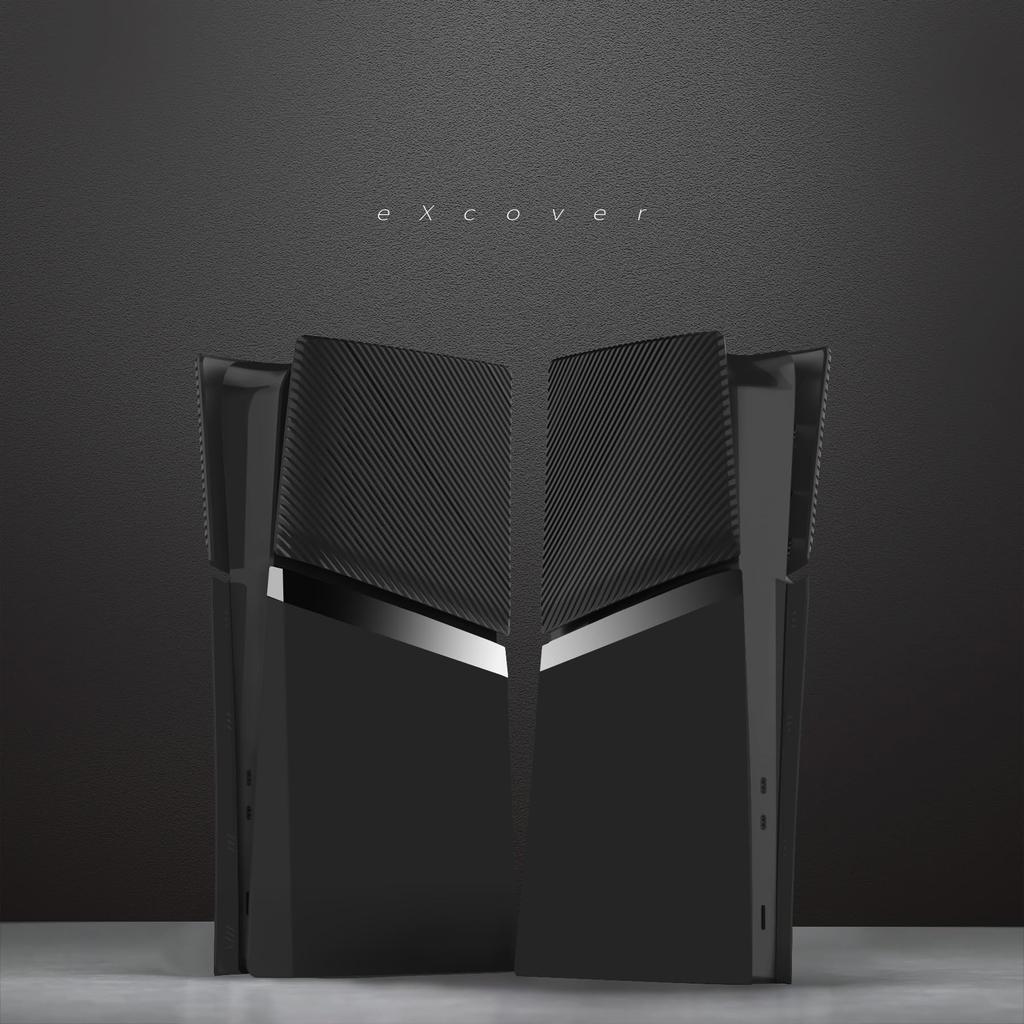 EXtremeRate eXcover ersättningsset för yttre skal till PS5 Slim Digital Edition (Topp- och bottenskydd + ventilerade sidopaneler och bakplatta) [Svart]