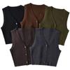 Fashion Style New Autumn Fashion Women's Wear Easiest for Match Preppy Style Single-Breasted V-neck Knitted Vest Sleeveless Vest