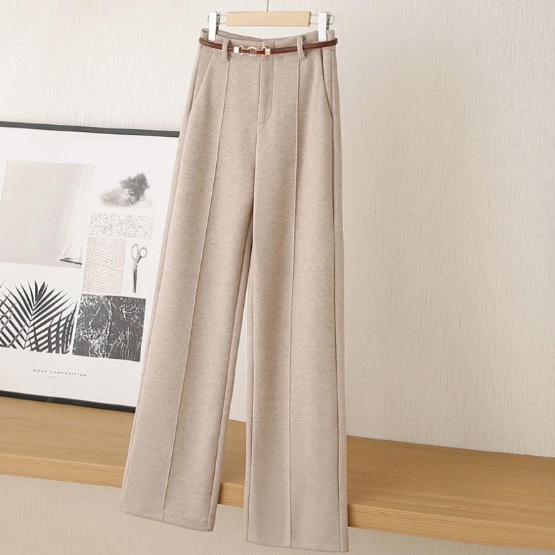 

Women s Straight Leg Wool Flannel Trousers: Thick, Warm, and Comfortable for Autumn and Winter. L абрикосовий
