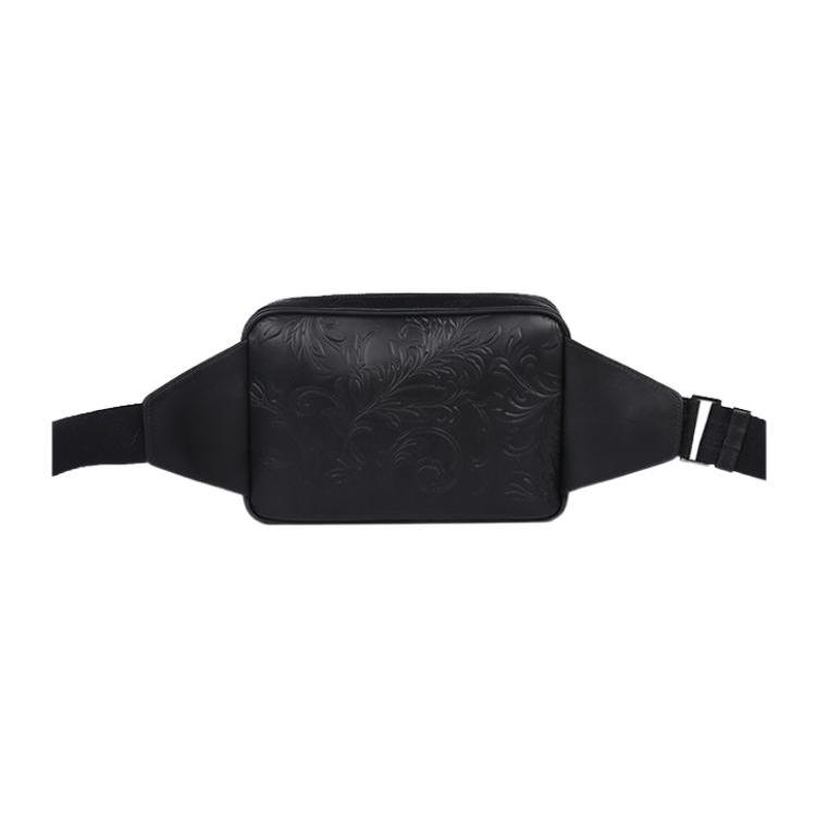 New FANSIZHE Leather Fanny Pack, Crossbody Bag Men's Black DFB8075-DPBA4-D41E
