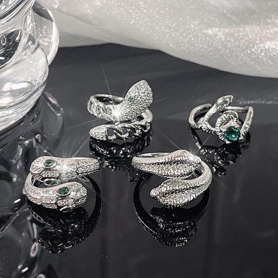 Neues Produkt Voller Diamanten Zirkon Schlangenring Serie High-End Gefühl Leichter Luxus Kalter Wind Gestapeltes Tragen Personalisierter Offener Ring Frau