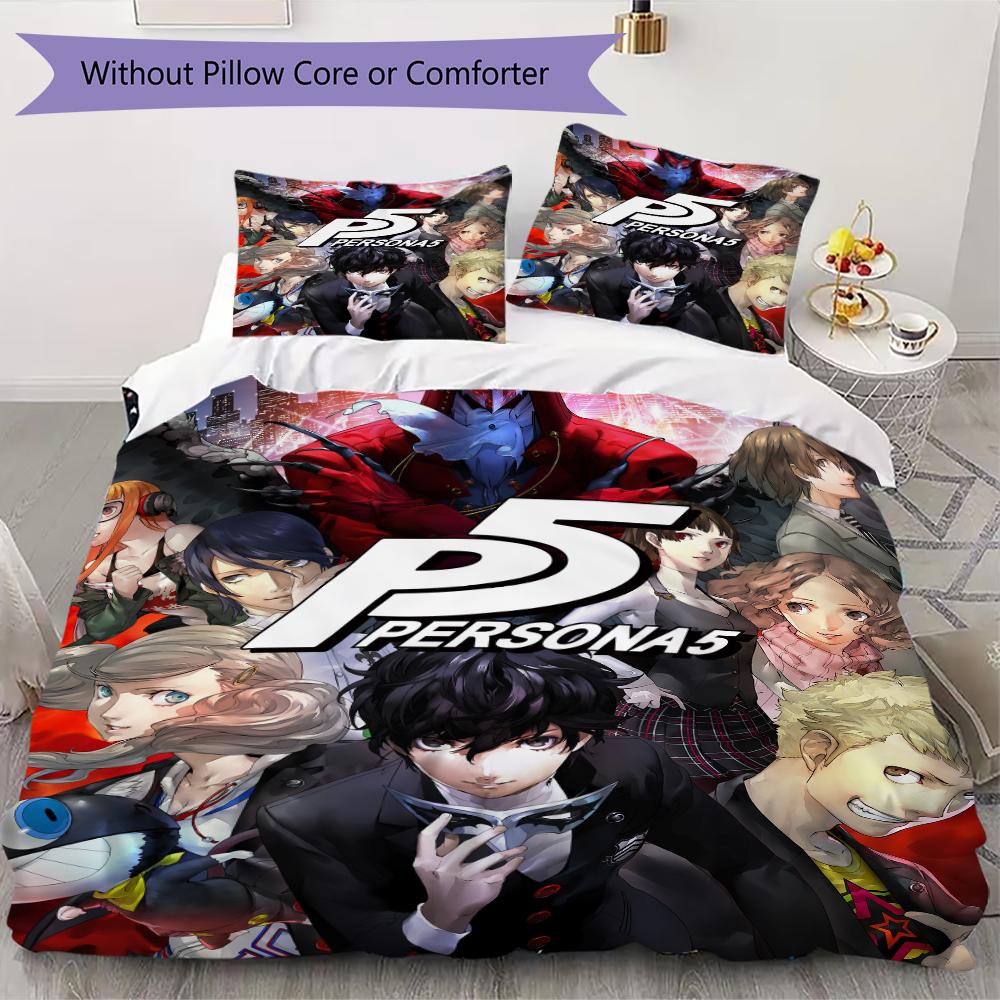 Persona Pattern Bedding uilt Set uilt Cover Pillowcase Home Decoration Birthday Gift (1 * duvet cover + 2 * pillowcase without core)106