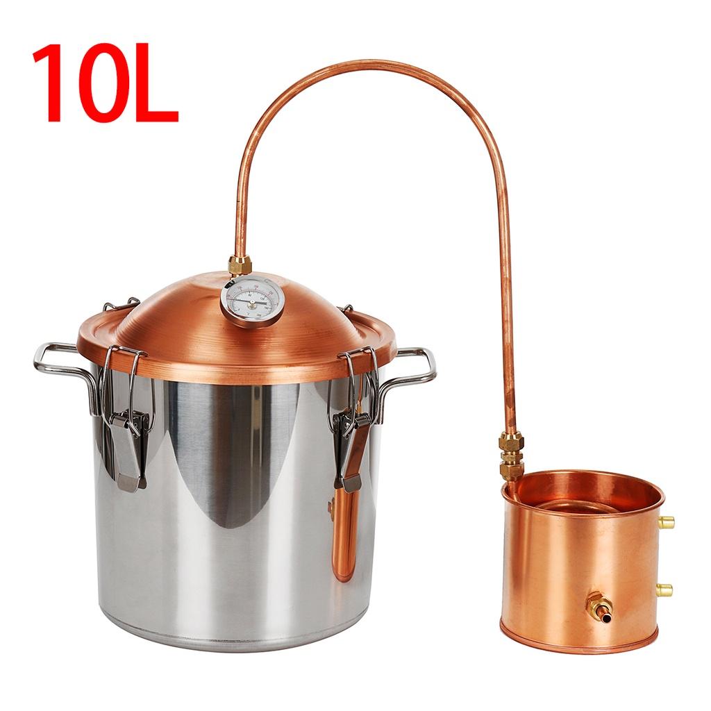 New 10/18/ 30l Wine Brandy Essential Oil Brewing Set Kit DIY Moonshine Still Alcohol Copper Distiller with Water Circulation Pump 10L