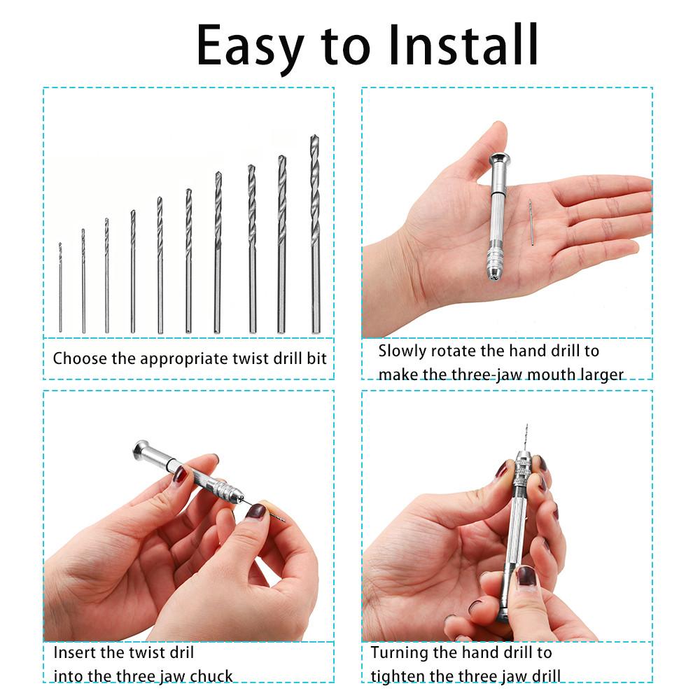Metal Hand Drill Equipments UV Resin Mold Tools Set and Handmade Jewelry Tool with 0.8mm-3.0mm Drill Screw for Resin Casting