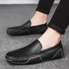 Plus Size Men's Shoes Genuine Leather Shoes Summer Trendy Breathable Casual Leather Shoes Slip-on Driving Trendy Shoes