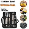 9/20 Stück BBQ Werkzeugset Edelstahl Hochleistungs- Grillzubehör-Set Grillutensilien-Set mit Canvas-Tasche für Camping Outdoor