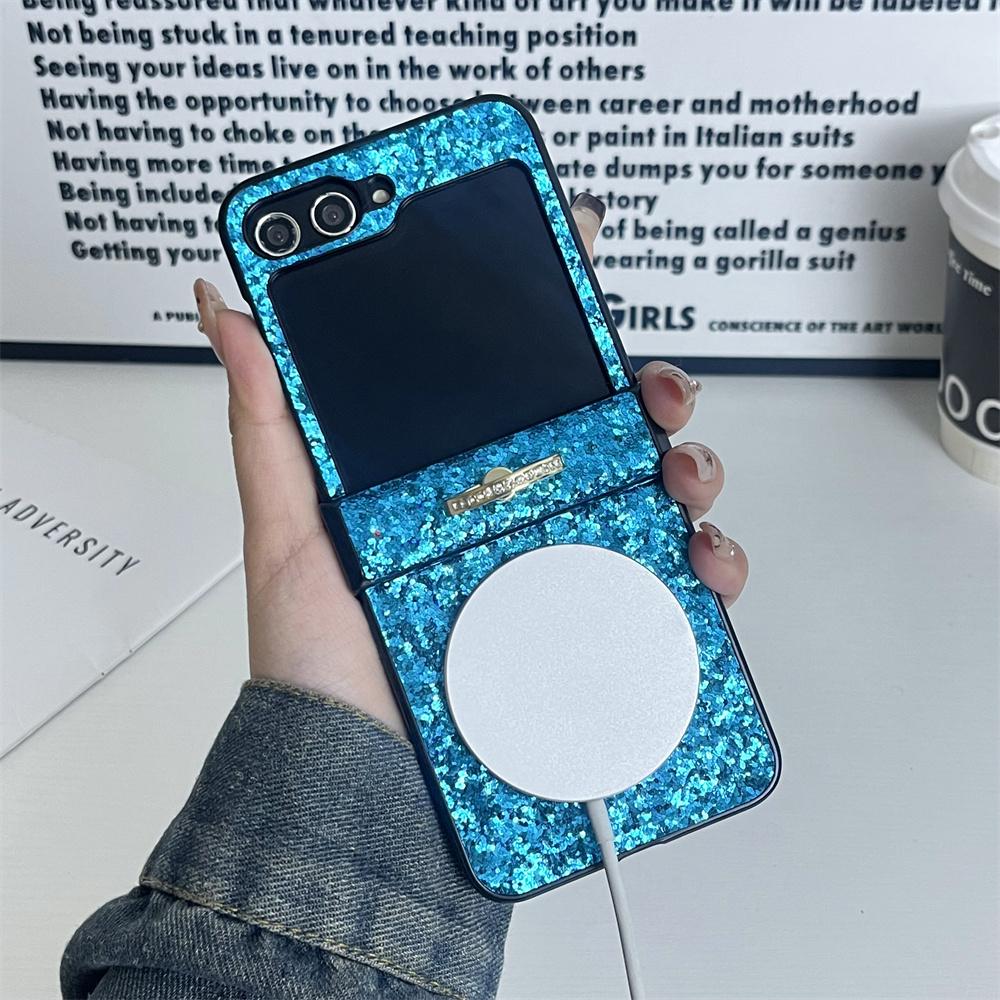 For Samsung Z Flip 7FE Ultra Thin Magnetic Finger Ring Shimmering Case For Samsung Z Flip 7 6 5 4 3 For Magsafe Shockproof Cover