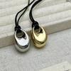 Adjustable Pu Leather Cord Necklace Irregular Bean Pendant Clavicle Chain Geometric Charm Jewelry Unisex Accessories Gift
