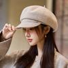 All-match Warm Beret Autumn and Winter Hat for Women's Style of Literary Retro Thickened Painter Hat Big Head Circumference Newspaper Boy Hat