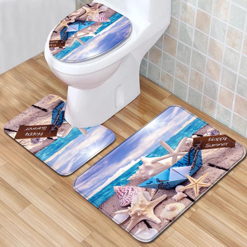 Creative Toilet Three-Piece Floor Mat Bathroom Three-Piece Carpet Doormat