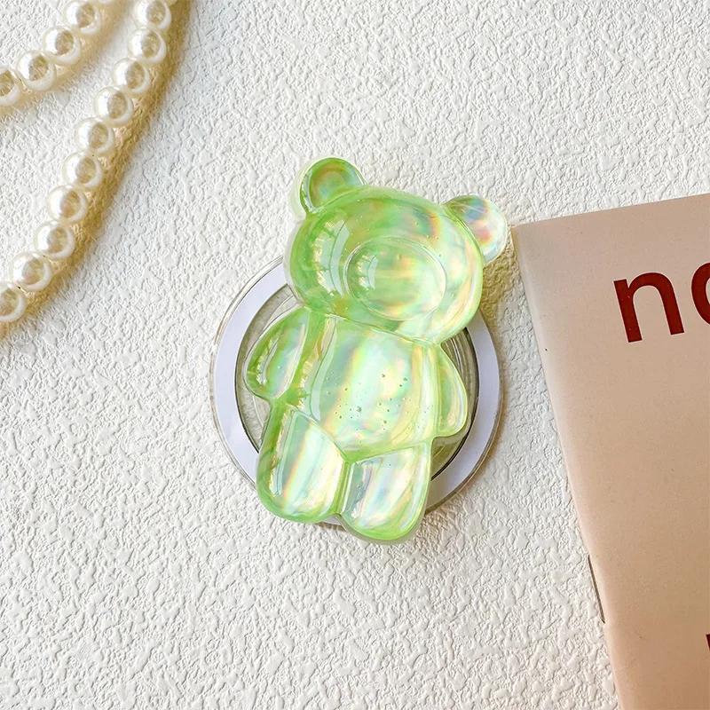 Cartoon Cute Laser Bear Magnetic Phone Grip Holder Socket Pocket Support for Magsafe IPhone Mac Safe Ring Finger Expanding Stand