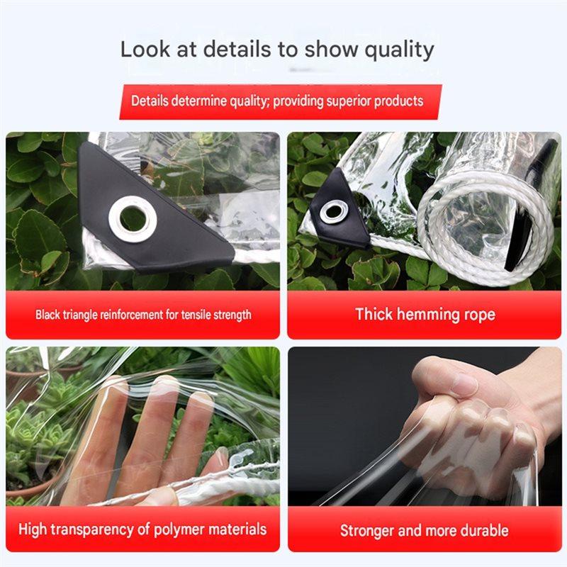 Premium-Clear PVC Tarpaulin Transparent Waterproof Balcony Tarp Garden Plants Cover Rainproof Material
