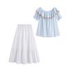 Design Off-the-shoulder Suit Women's Summer New Great-looking Fashion High-waisted Skirt Two-piece Set