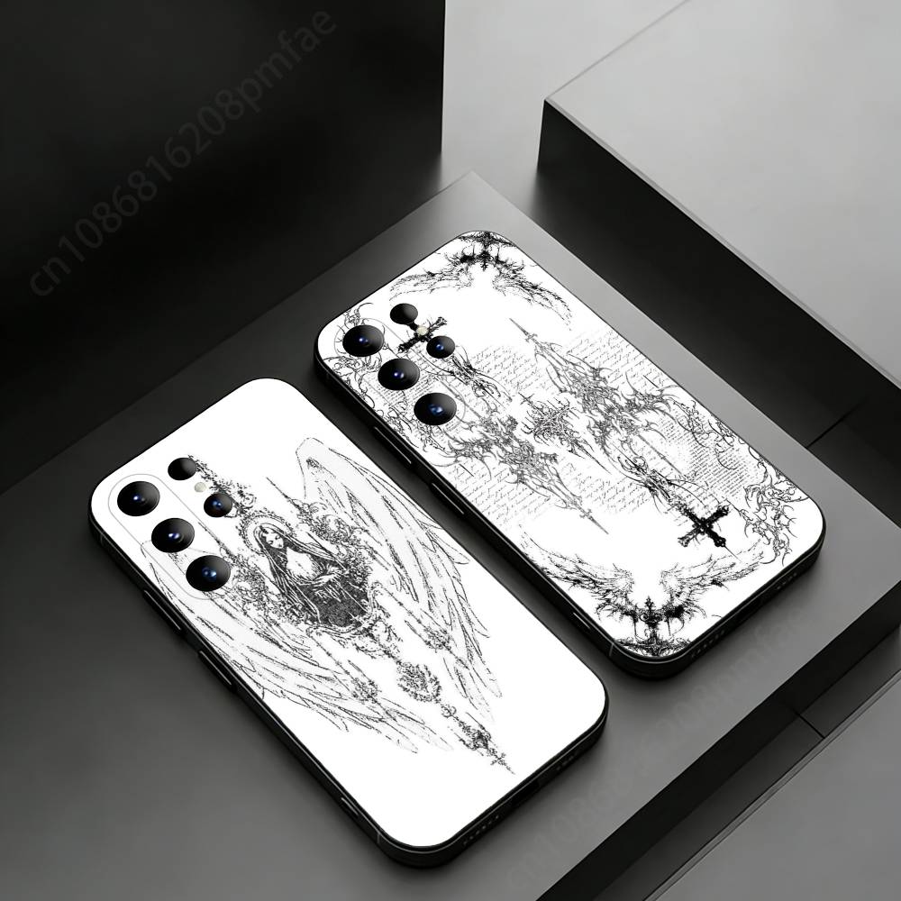 Gothic Cross Phone Case for Samsung Galaxy S24,25,26,23 22,21,S20 Plus Ultra FE Soft Fundas Cases