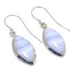 Natural Blue Lace Agate Gemstone 925 Solid Sterling Silver Earring 1.50" P5v03
