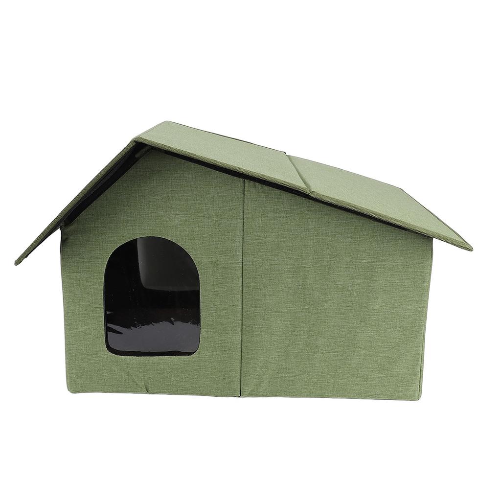 Katzenhaus für draußen Wasserabweisend Wetterfest Geräumig Geschlossen Faltbares Katzenzelt für alle Jahreszeiten Armeegrün