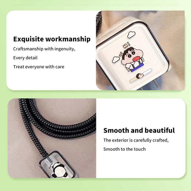 Crayon Shin-Chan Charger Case Cable Cover For Iphone 18W/20W Fast Charger Cover Data Cable Head Bite Winder Protector Shell