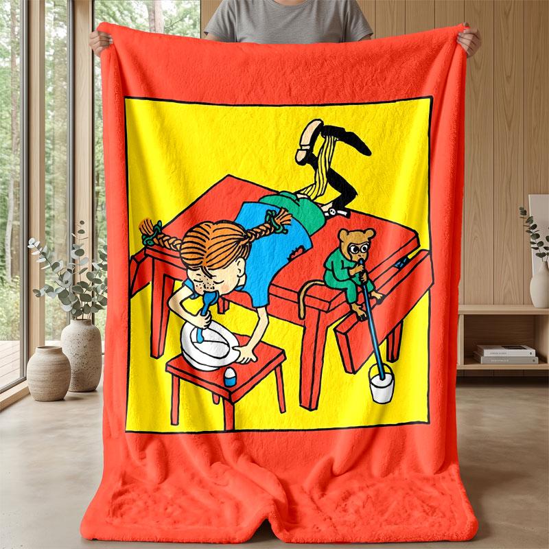 Soft Flannel Blanket Lightweight Cozy Bedroom Living Room CoverPippi Longstocking